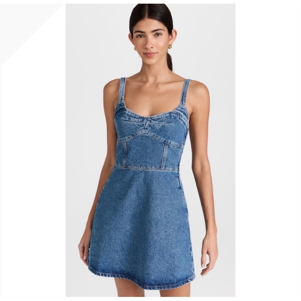 NWT La Ligne Fiona denim mini dress cotton S casual preppy coastal nautical